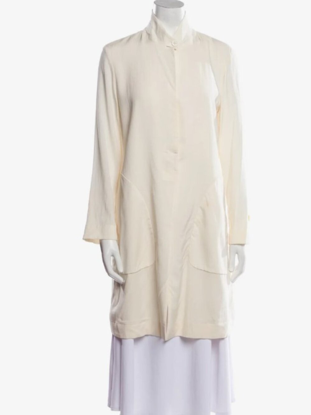 Brunello Cucinelli White Silk Jacket Coat XL 48
